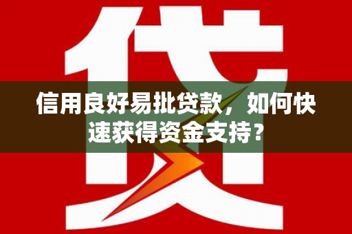 曲麻莱信用良好易批贷款，如何快速获得资金支持？