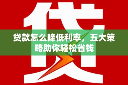 曲麻莱贷款怎么降低利率，五大策略助你轻松省钱