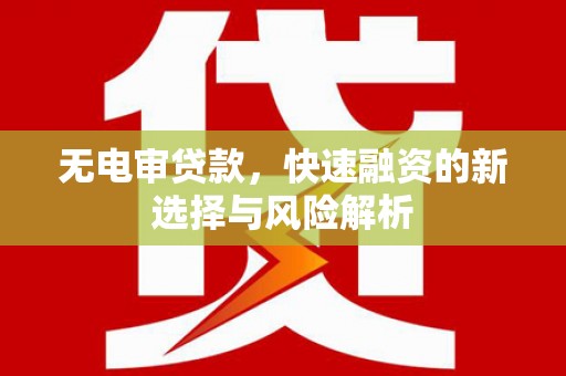 曲麻莱无电审贷款，快速融资的新选择与风险解析