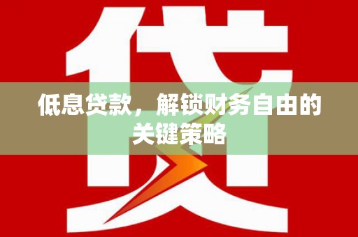 曲麻莱低息贷款，解锁财务自由的关键策略