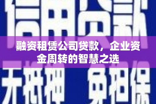 曲麻莱融资租赁公司贷款，企业资金周转的智慧之选
