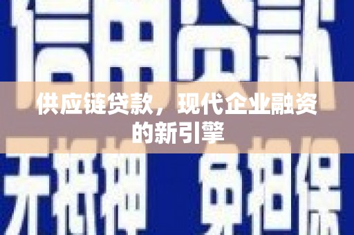 曲麻莱供应链贷款，现代企业融资的新引擎
